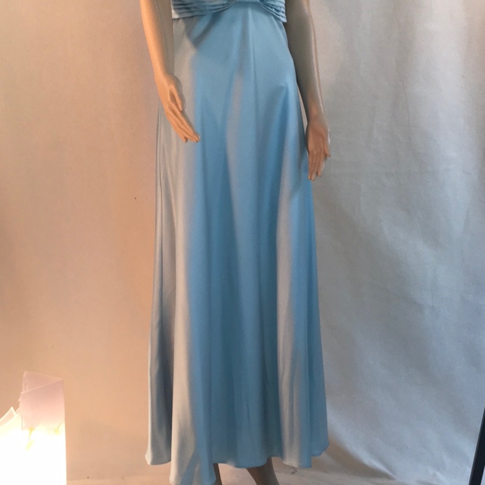 CALVIN KLEIN blue satin short sleeve Scoop neck Vintage slip maxi dress - Picture 7 of 15